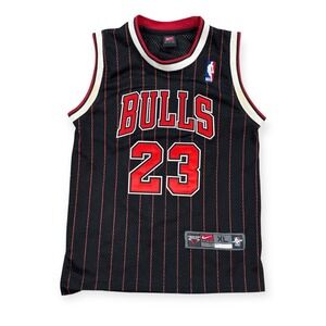 Vintage Nike Michael Jordan Jersey Men's XL Black Pin Stripe‎ Chicago Bulls 90s
